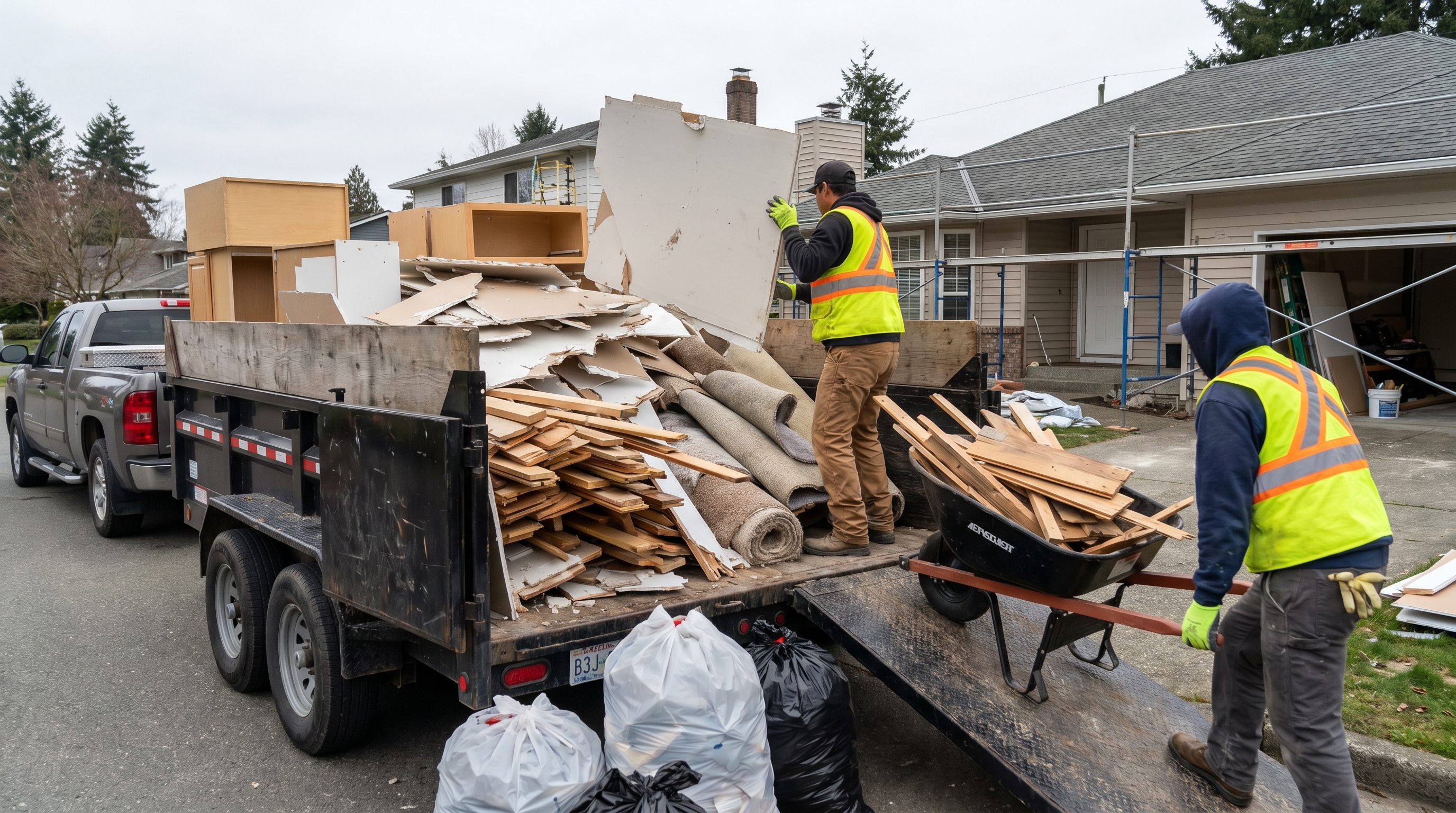 Dani's Junk Removal construction debris crew working in Houston