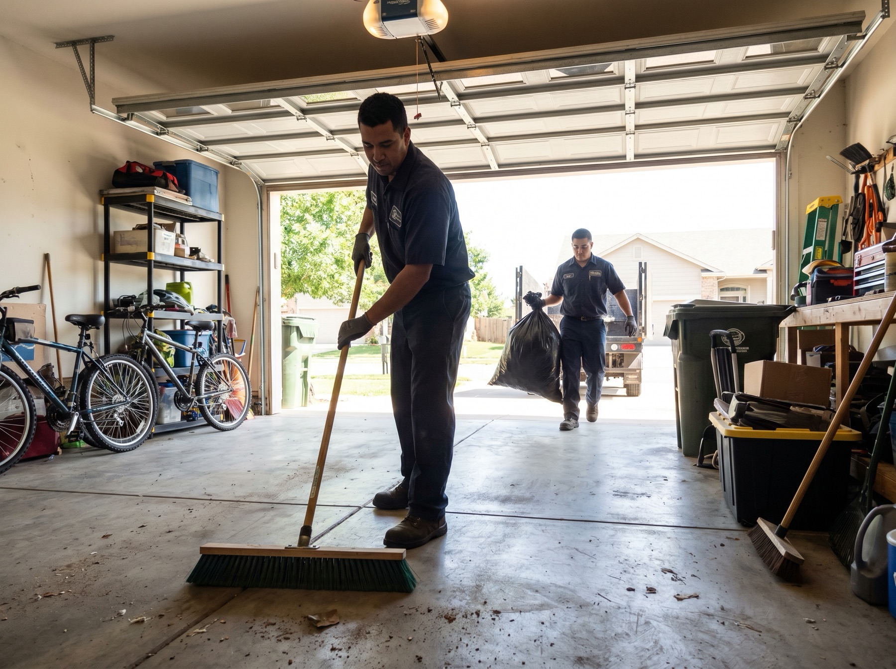 Dani's Junk Removal garage cleanout crew working in Houston