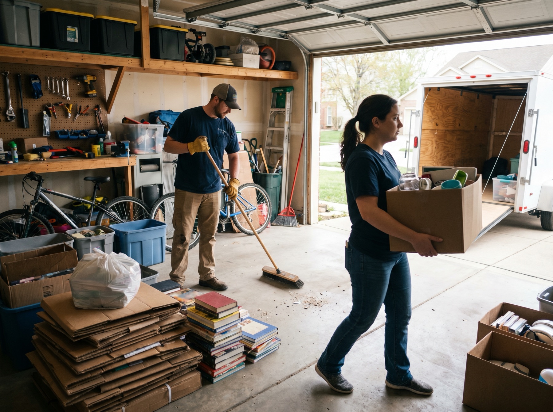 Dani's Junk Removal garage cleanout crew working in Houston