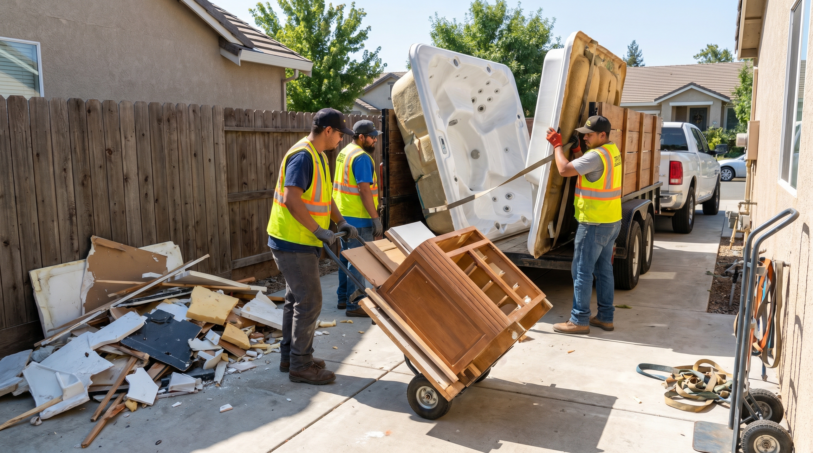 Dani's Junk Removal hot tub removal crew working in Houston