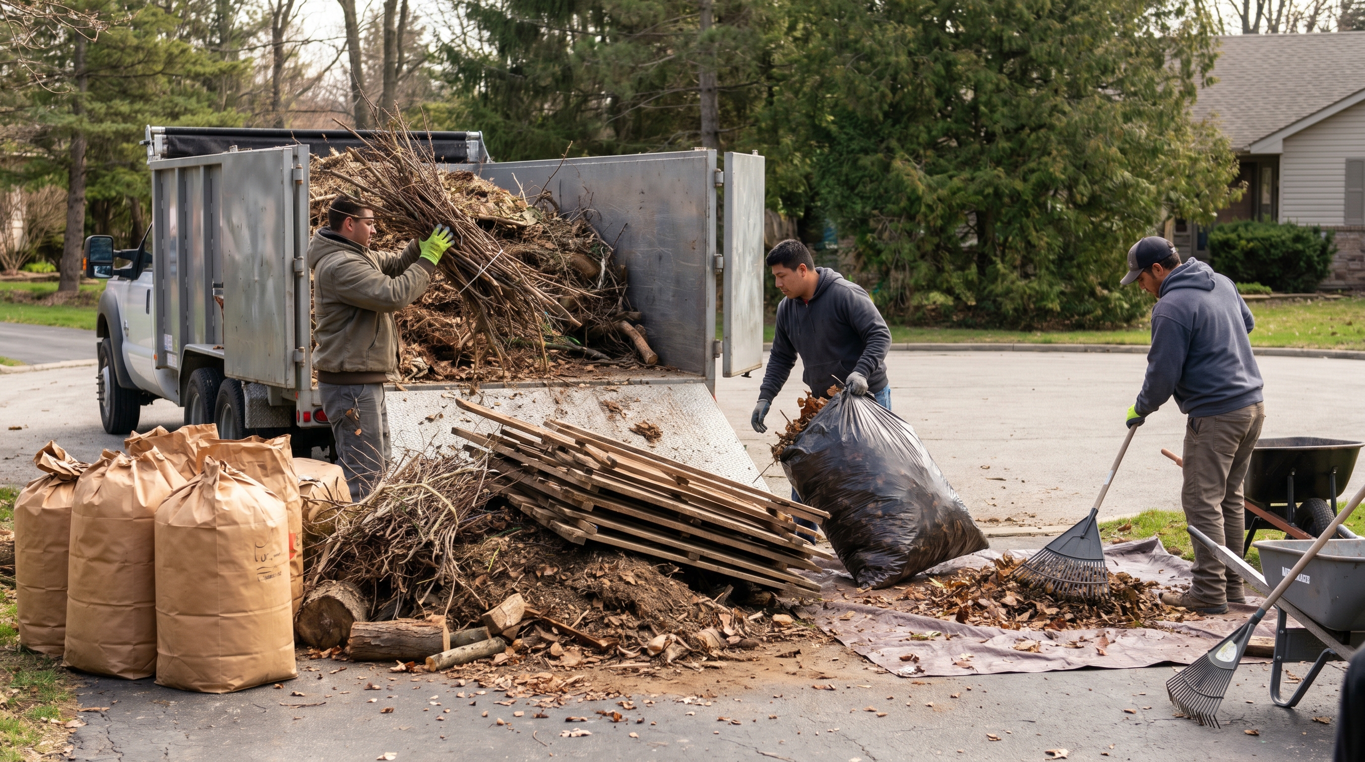 Dani's Junk Removal yard waste removal crew working in Houston